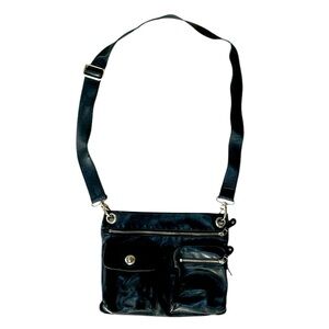 ROOTS Black Leather Venetian VILLAGE TRIBE Crossbody Bag